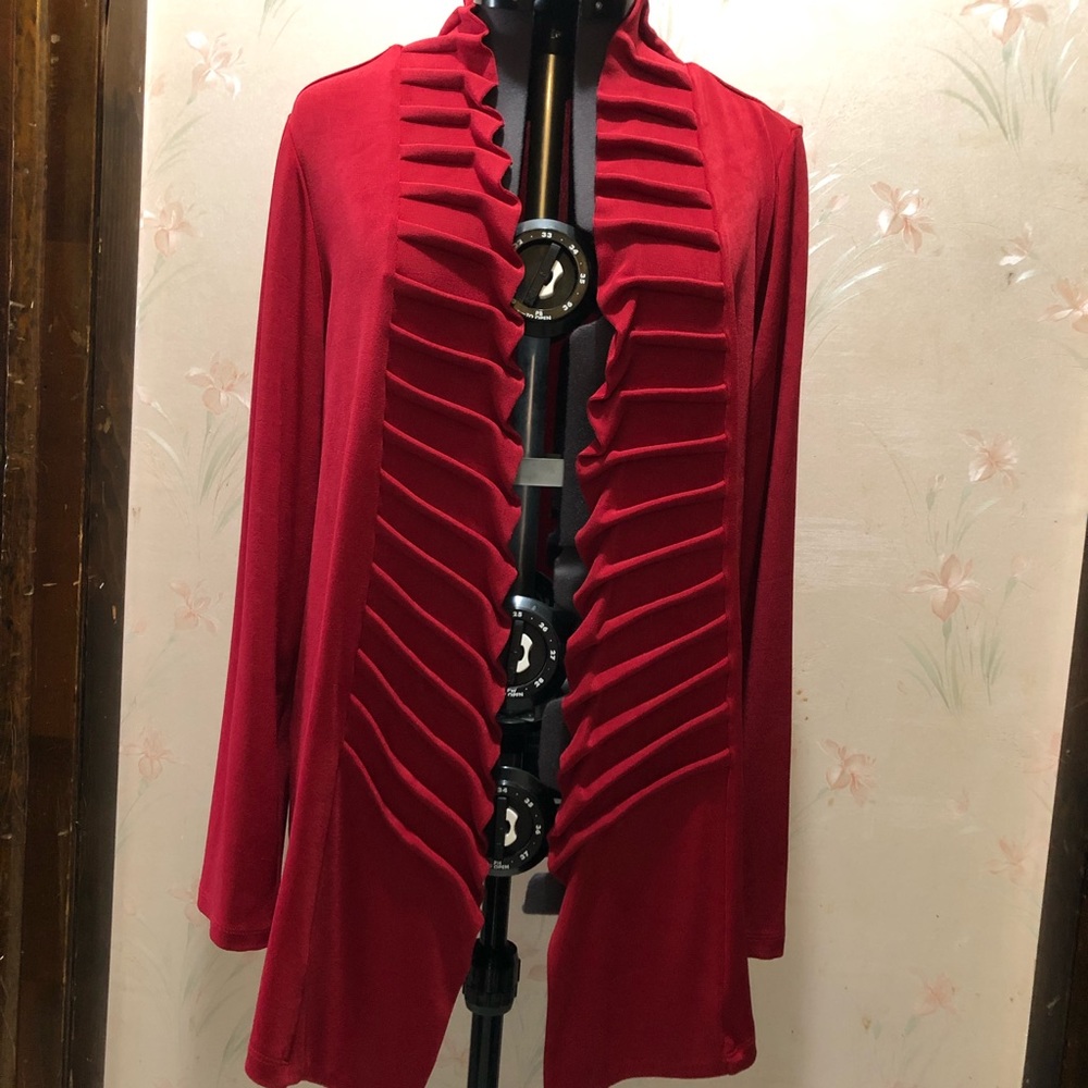 Chico’s Travelers Red Sweater Jacket